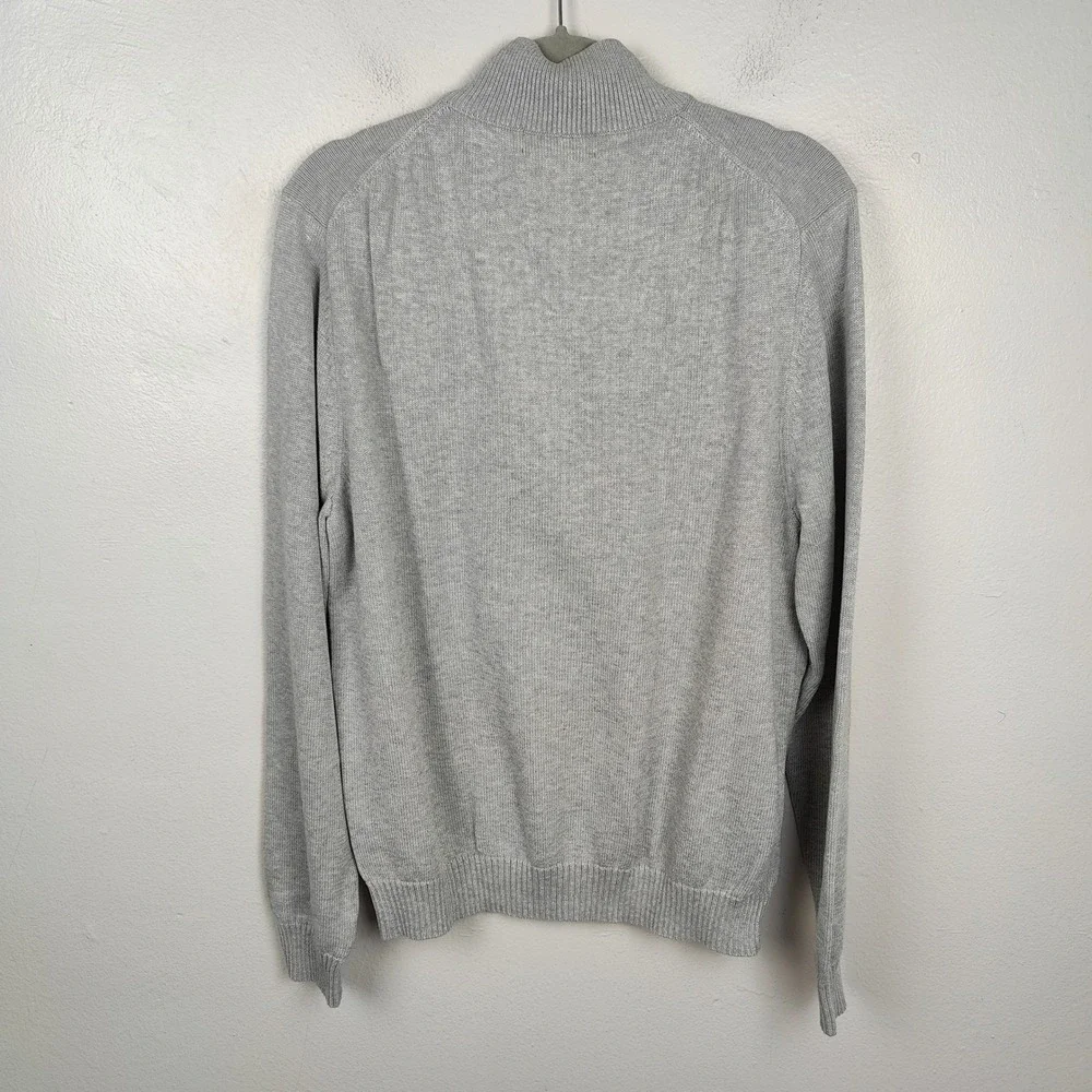 Brooks Brothers Supima Cotton 1/4‎ Zip Pullover Sweater Mens Medium Gray Heather